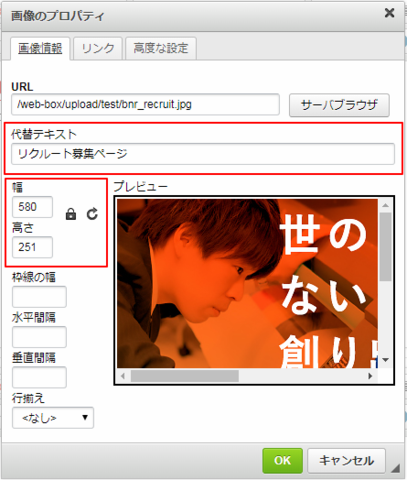 代替テキストや画像サイズ変更